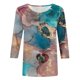 thumbnail image 5 of Camisas Para Mujer, Cuello Redondo, Camisetas Casuales, Camiseta Estampada A La Moda, Blusa de Manga 3/4 de Longitud Media Odeerbi ODB123685, 5 of 5