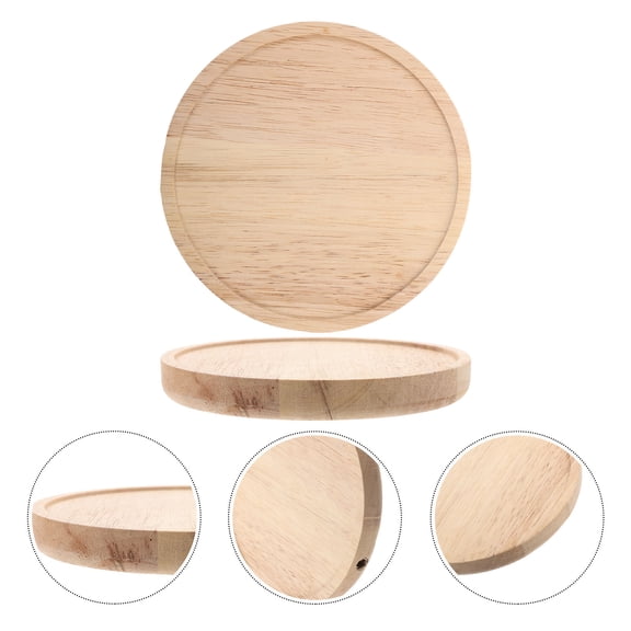 REOFLYUP Set of 2 Small Round Floating Wooden Wall Shelves for Display and Storage, Decorative Wall Holder