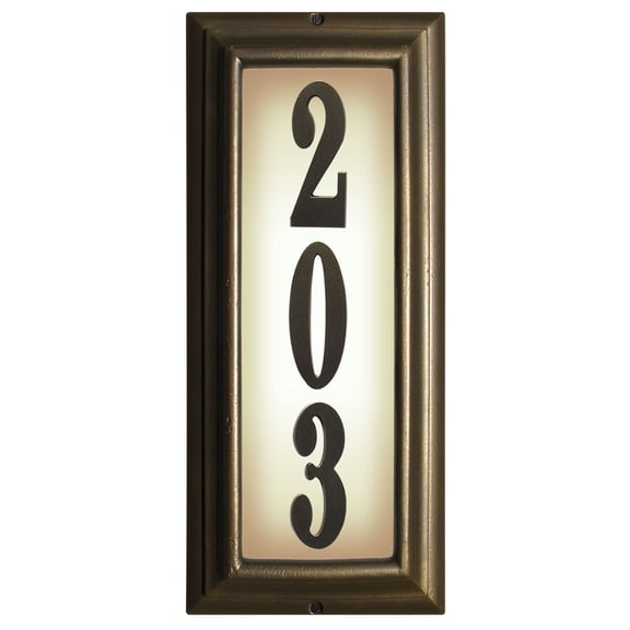 QualArc LTV-1303-FB 15 in. Edgewood Vertical Lighted Address Plaque in French Bronze Frame Color