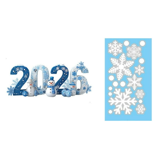 2026 Christmas Dreamy Snowflake Window Stickers Festive Decoration PVC Removable Transparent Film