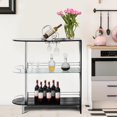 thumbnail image 4 of Giantex Bar Cabinets Table with 2-Holder, Modern Liquor Display Bar Cabinet with Tempered Glass Shelves, Wine Storage with Wine Glass Holders Ideal for Home/Kitchen/Bar/Pub, Black, 4 of 8