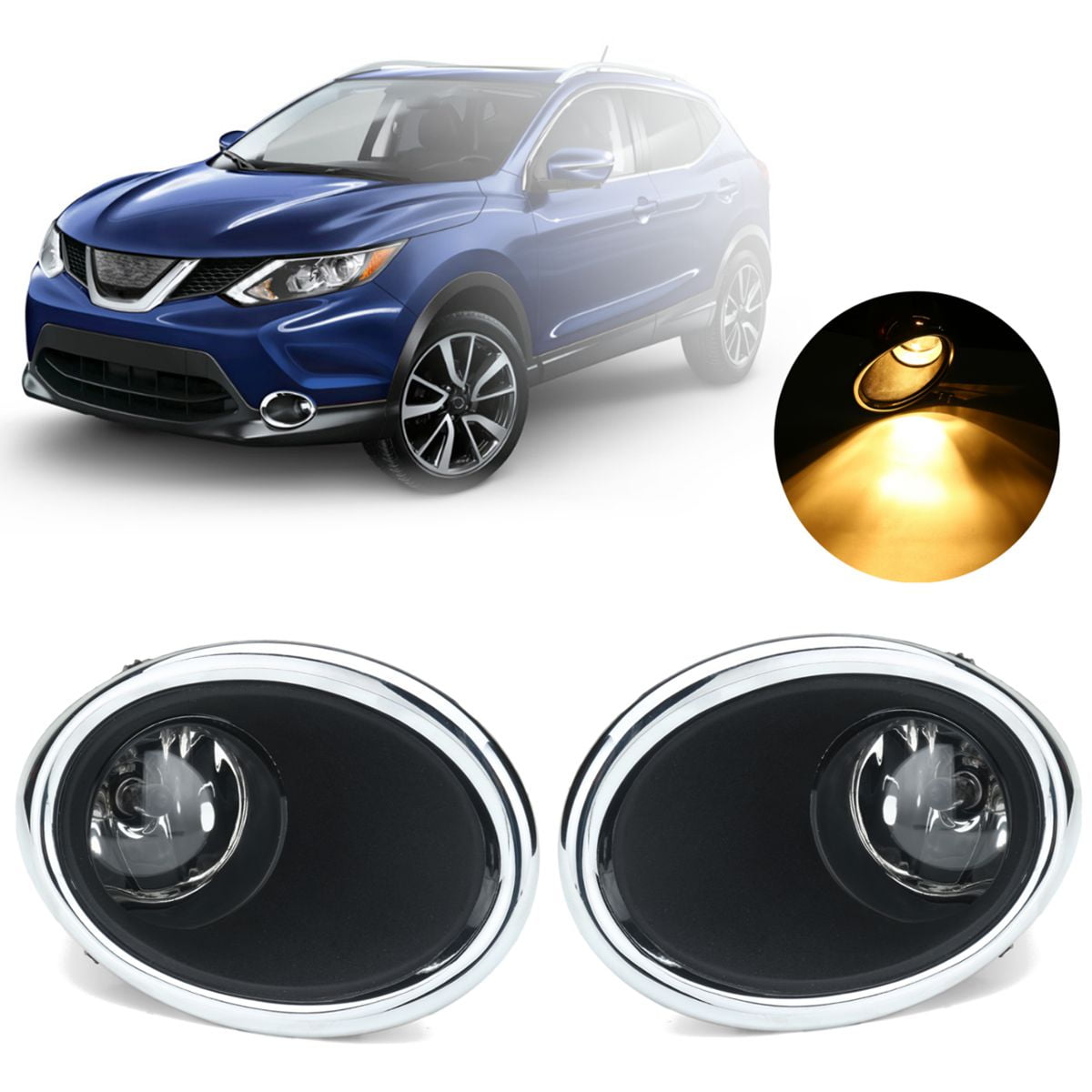 Left+Right Fog Light Bumper Driving Lamp For Nissan Rogue Sport 2017