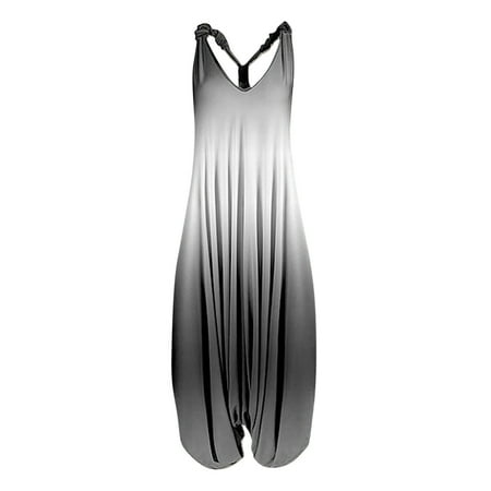 

SELONE One Piece Jumpsuits for Women Casual Fancy Suspender Strapless Loose Fit Long Pant Sleeveless Ladies Travel Comfortable 2023 Vacation Flowy Rompers Jumpers and Rompers Casual Printing Gray XXXL
