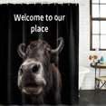 thumbnail image 2 of Funny Yak Shower Curtain, Waterproof Shower Curtains for Bathroom, Welcome To OUR Place Modern Retro Washable Fabric Bathtub Curtain Set Bath Decor with 12 Hooks Extra Long 72"x96", 2 of 8