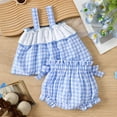 thumbnail image 6 of YuYuBao Girls Outfits Sets Summer Sleeveless Plaid Print Ruffles Vests Tops + Bowknot Shorts Outfits 3 Piece Baby Girls Cute Clothes Suits, 9-12 Months, 6 of 6