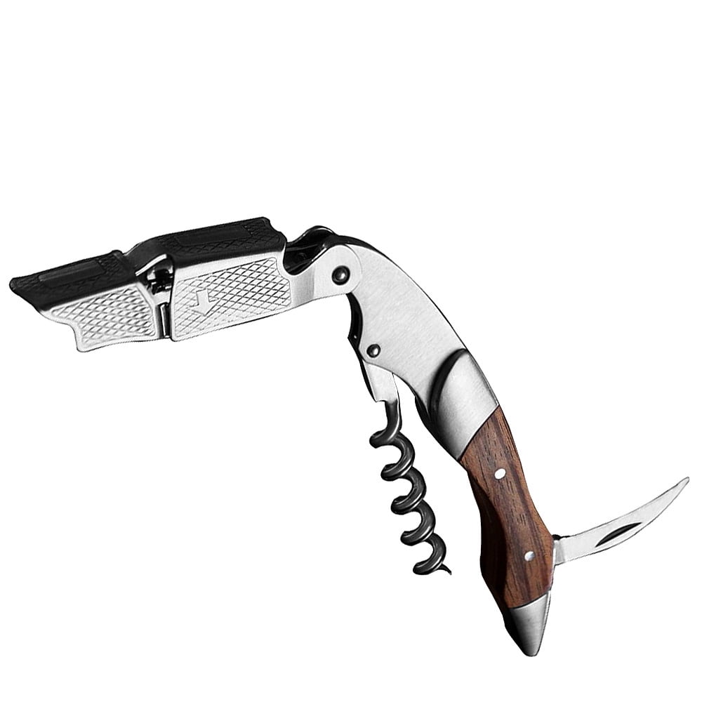 Portable Stainless Steel Wine Bottle Opener Beer Cap Opener Wood Handle