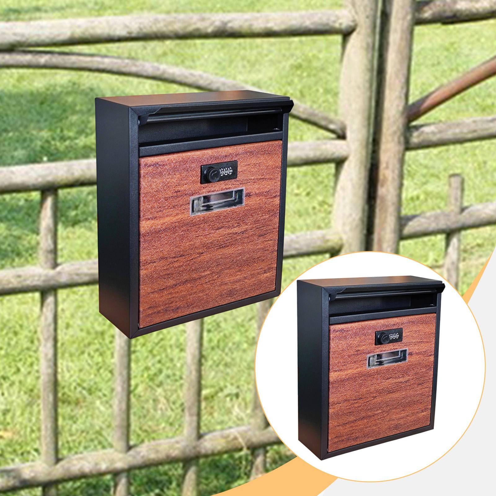 CoudarTitie Wall Mount Mailbox, Mail Box with Lock Iron Large Entrance Drop Box Post Box for