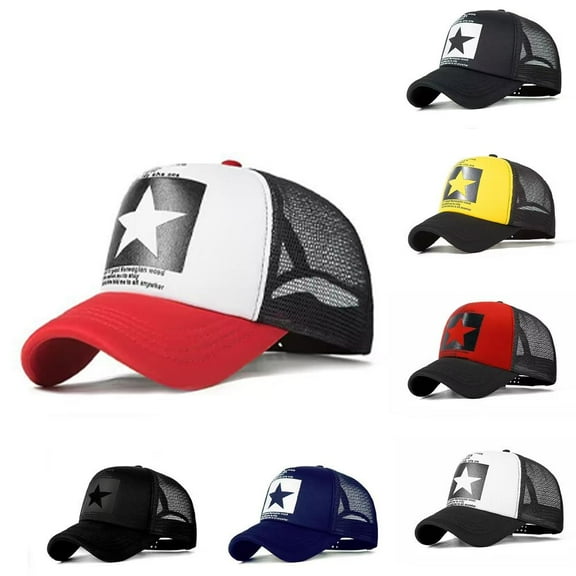 GHYJPAJK Black And Red Five-Pointed Star Flower Baseball Cap