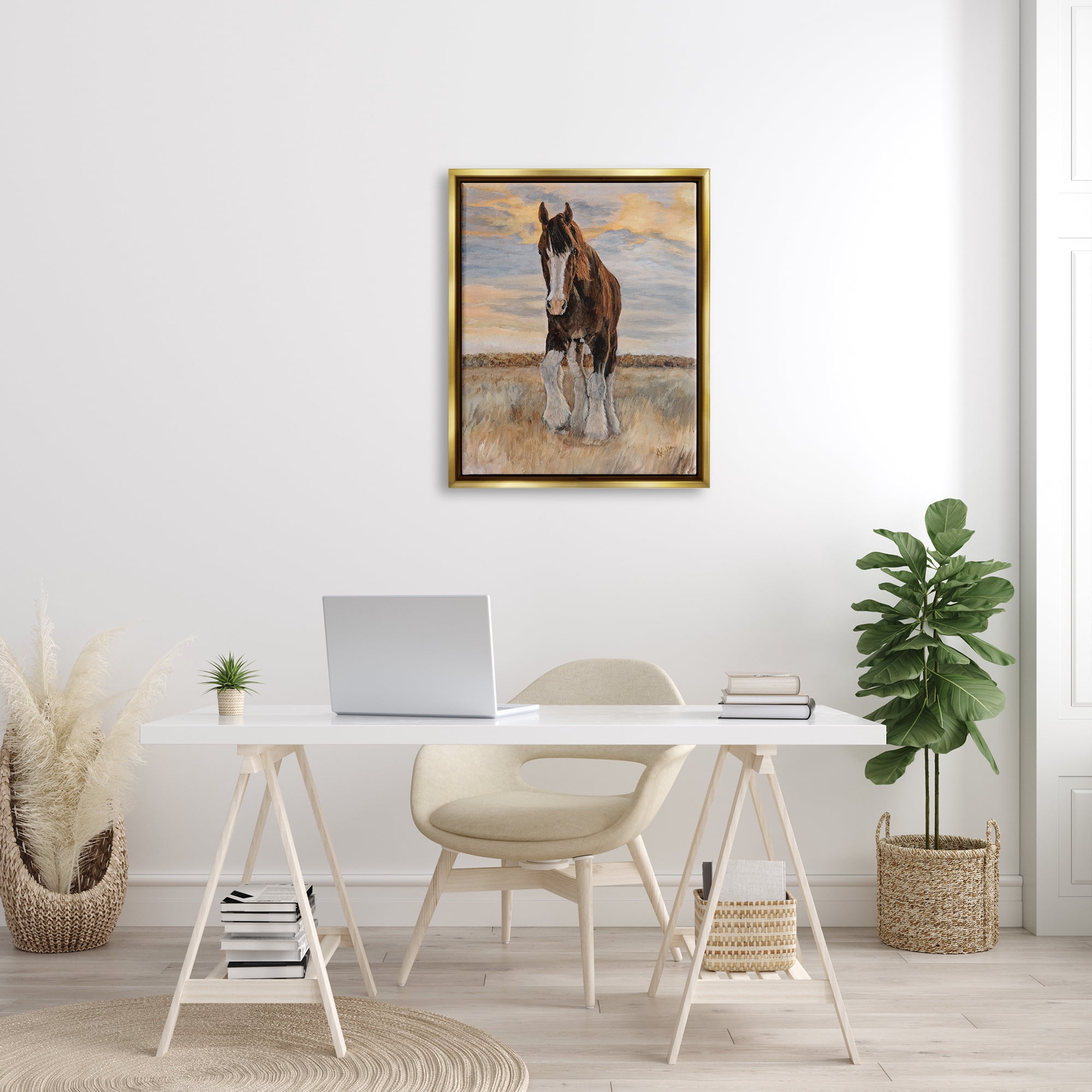 Stupell Colt Horse Farmhouse Animal Animals & Insects Painting Gold Floater Framed Art Print Wall Art