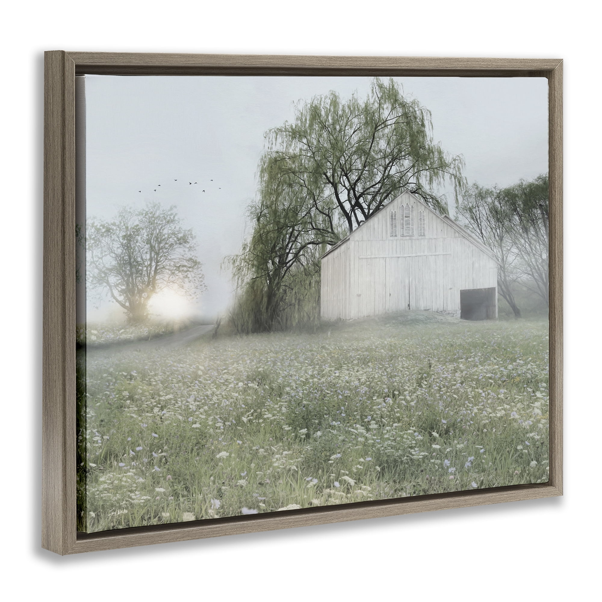 Stupell Industries Drooping Trees Meadow Landscape & Nature Painting Brown Floater Framed Canvas Art Print Wall Art, 21 x 17