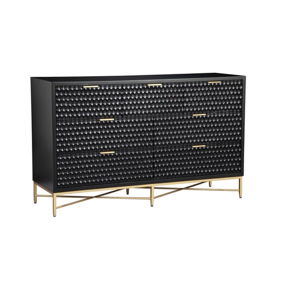 Origins by Alpine Black Pearl Seven Drawer Wood Dresser in Black