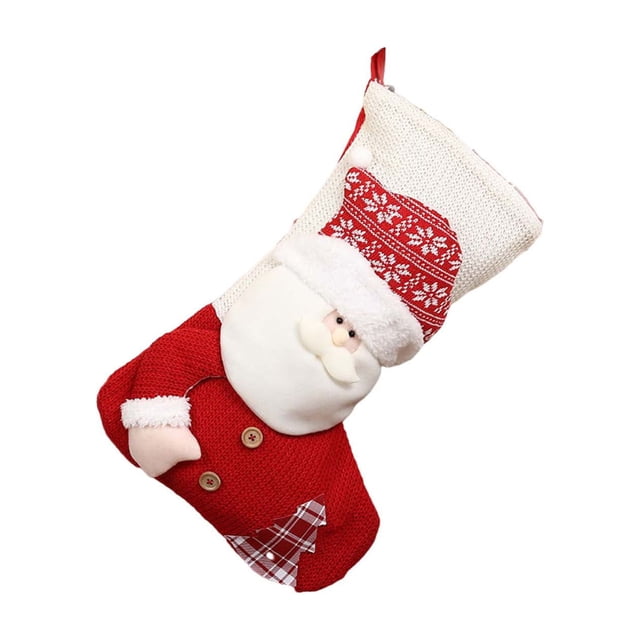 Customized Christmas Stockings Christmas Large Stockings Plaid with Plush Cuff Stocking Decor Gift Bag