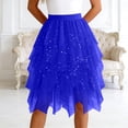 thumbnail image 2 of GEWSEY Tulle Skirts for Women, Puffy Skirt Asymmetrical Midi Length Ruffled Tutu Layered Mesh Fairy Skirt (Dark Blue, XL), 2 of 8
