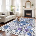 thumbnail image 2 of 5x8 Area Rugs for Living Room, Boho Blue Flower Non Slip Area Rugs for Kitchen Bedroom Entryway, Spring Watercolor Country Floral Plant Washable Carpet Runner Rug Floor Mats for Bedroom Home Decor, 2 of 8