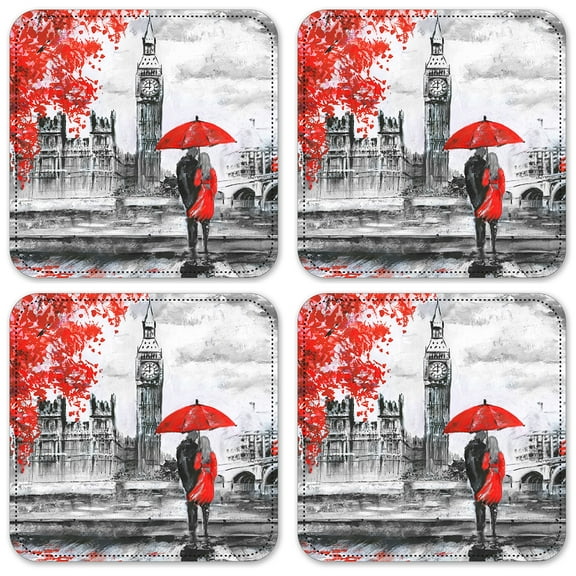 Vinyl Drink Coasters - Set of 4 - Love In England