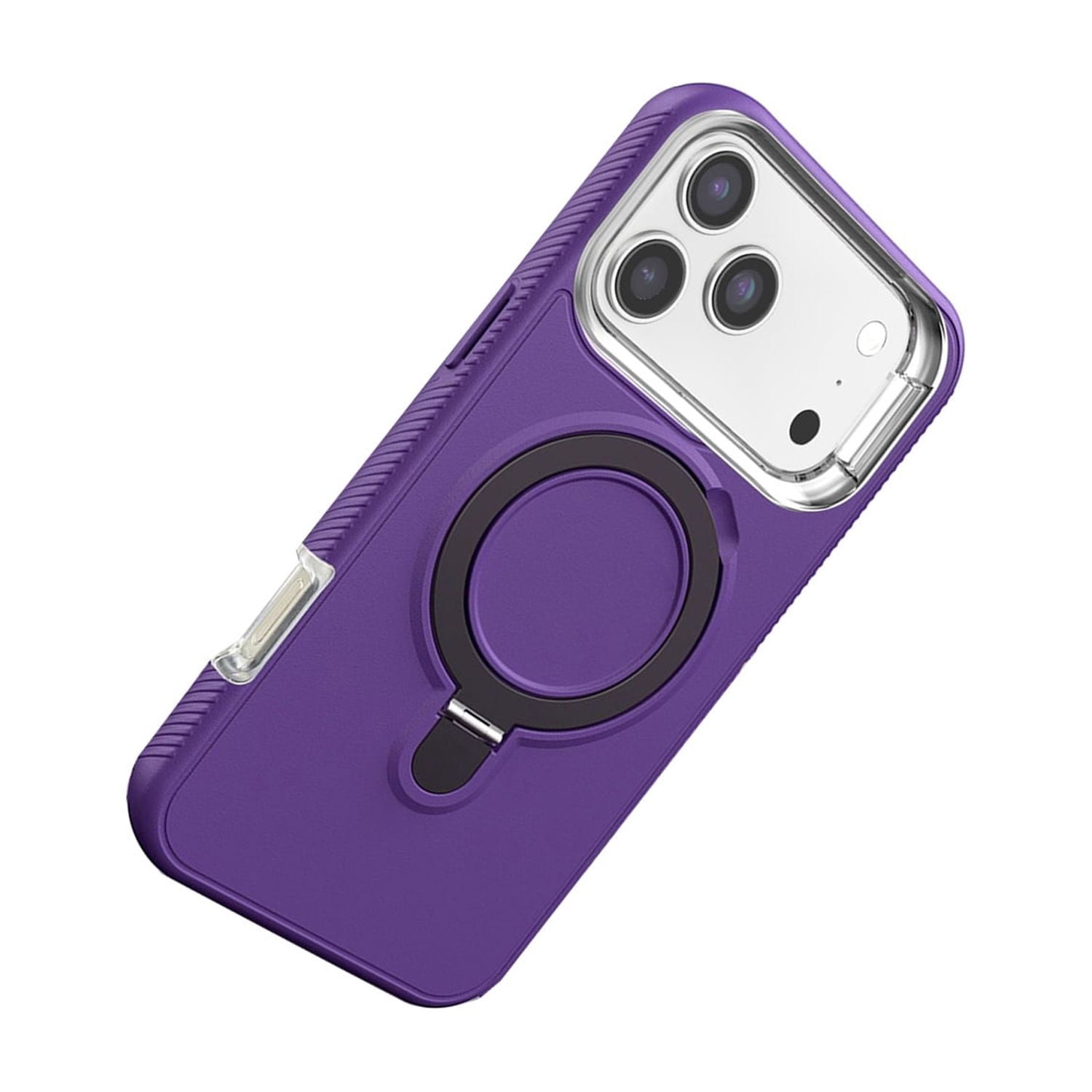 Durable Armor Case with Integrated Stand and Wireless Charging Ready for iPhone 17 Pro Max - Purple