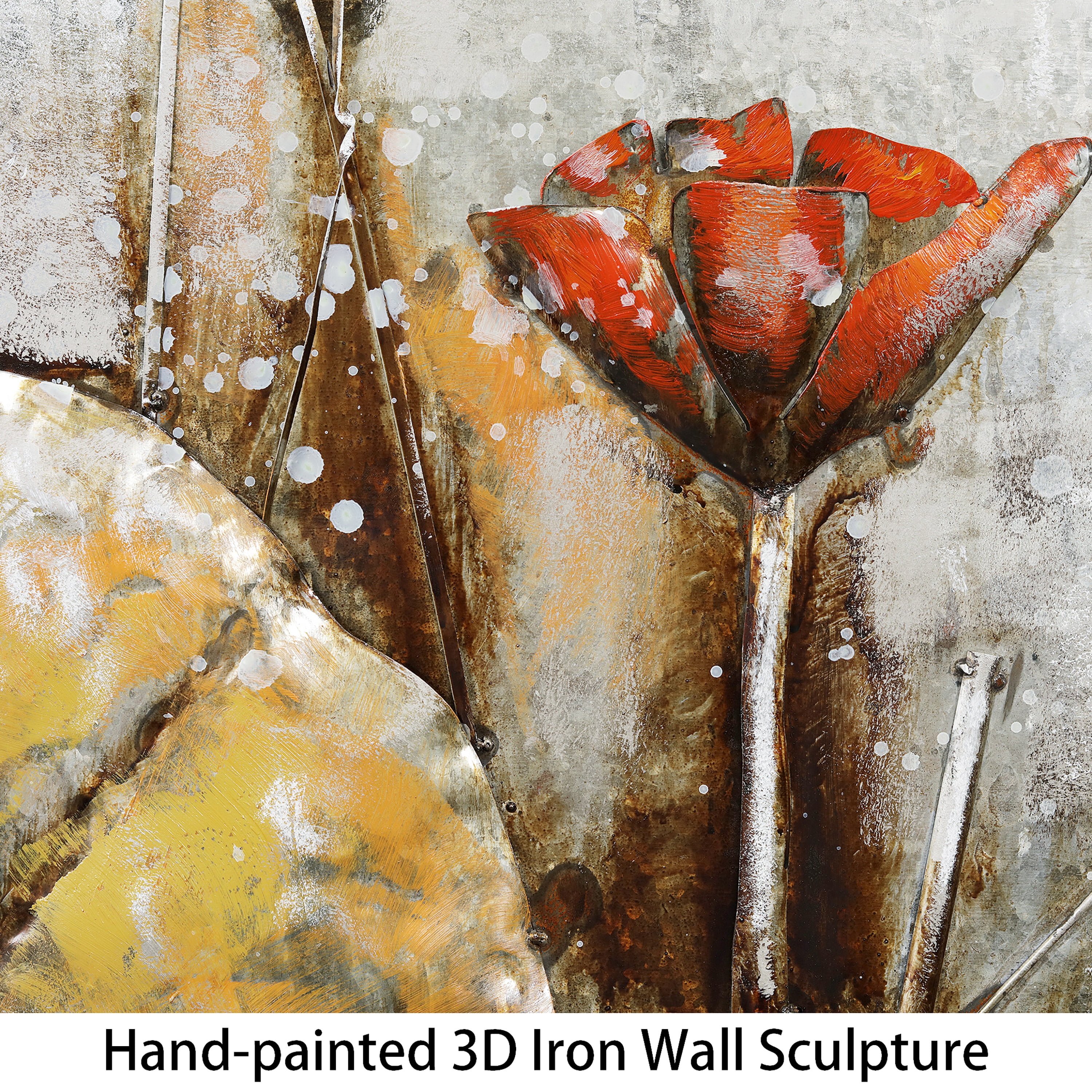 Empire Art Direct Water Lilly Pads 1 & 2 Hand Painted 3D Metal Wall Art, 48" x 36" each, Ready to Hang