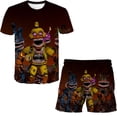 thumbnail image 1 of Conjuntos de ropa de dibujos animados de Five Night At Freddy para niños y niñas, camisetas de juego terroist de verano, pantalones cortos, trajes de 2 piezas, trajes informales FNAF 8T Gao Jinjia LED, 1 of 2