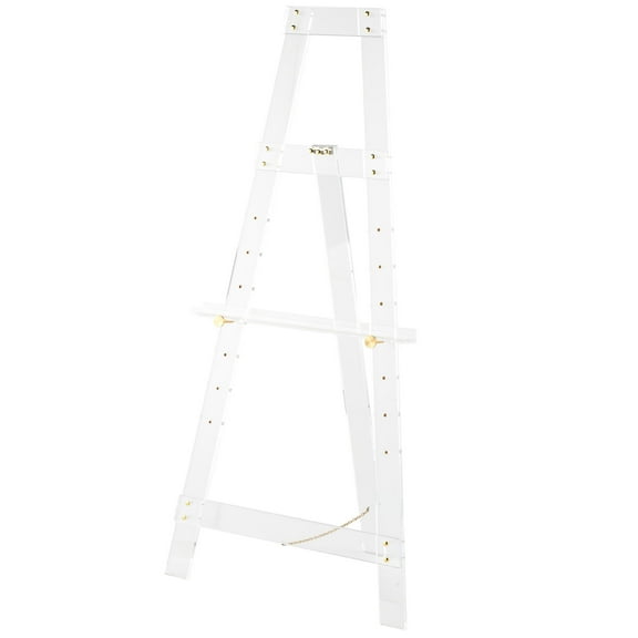 DecMode 24" x 57" Clear Acrylic Plastic Tall Adjustable Floor 7 Tier Easel with Gold Metal Hardware, 1-Piece