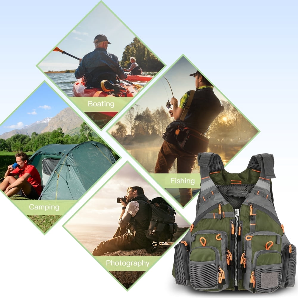 NFTIGB Outdoor Breathable Padded Fishing Life Vest Superior 209lb Bearing Safety Jacket Swimming Sailing Waistcoat Utility Vest Floatation Floating Device Red