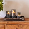 thumbnail image 4 of Velas sin llama de vidrio gris, velas de pilar LED que funcionan con batería con control remoto y temporizador, velas radiantes, cera real, juego de 3, D3 x H4 5 6 vidrio gris, 4 of 5