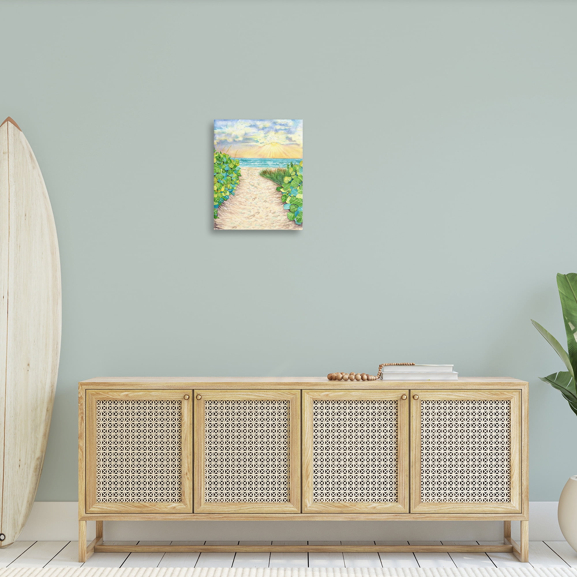 Stupell Industries Lush Beach Botanicals Landscape Painting Gallery Wrapped Canvas Art Print Wall Art, 16 x 20