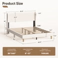 thumbnail image 3 of Bestier Queen Size Corduroy Bed Frame with Wingback Headboard, Upholstered Platform Bed with Wood Slats, No Box Spring Needed, Beige, 3 of 10