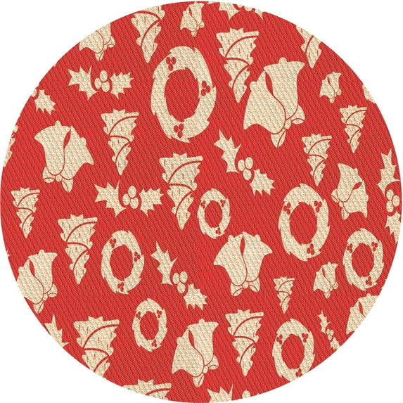 Ahgly Company Machine Washable Indoor Round Transitional Light Salmon Rose Pink Area Rugs, 8' Round