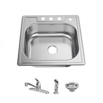 Glacier Bay 25 in. Drop-In 20 Gauge Single Bowl Stainless Steel Kitchen Sink with Faucet and Sprayer.