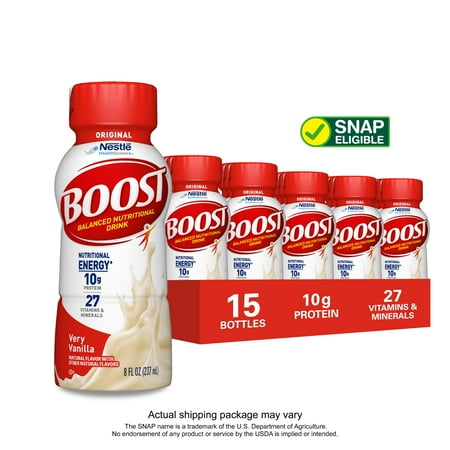 (USE BY 25 nov 2025) BOOST Original Balanced Nutritional Drink  Very Vanilla  10 g Protein  15 - 8 fl oz Bottles