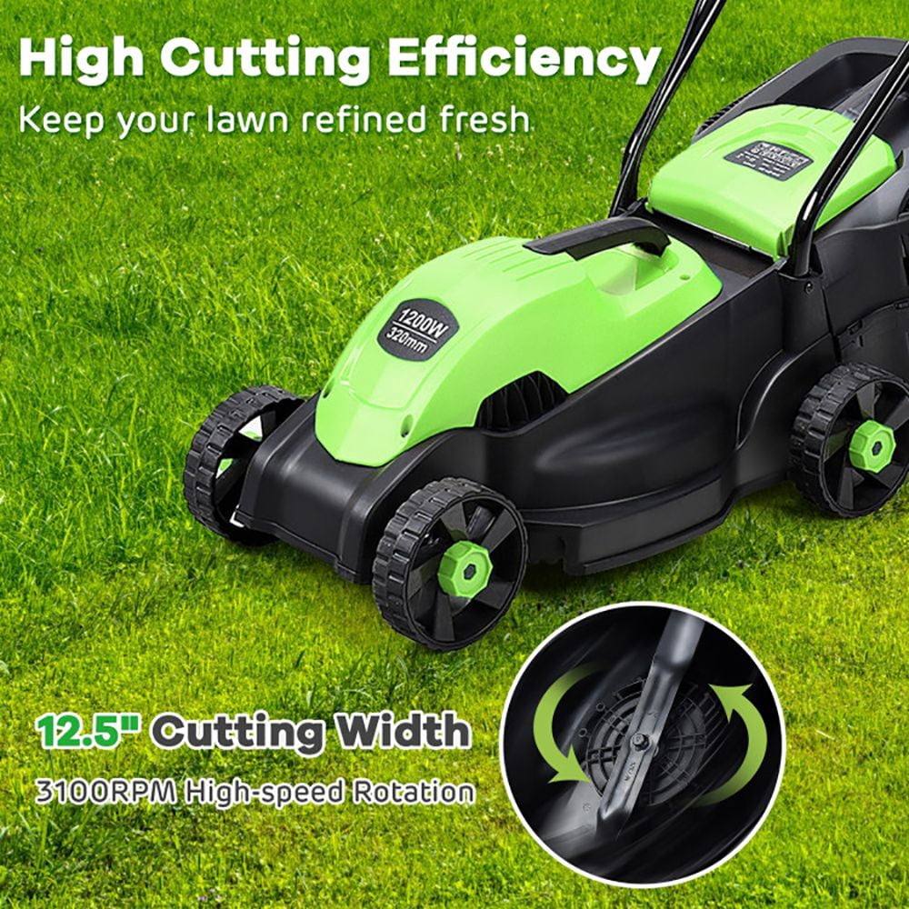 13 Inch Electric Push Lawn Corded Mower with Grass Bag