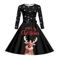 thumbnail image 4 of XEGLSBU Girls Christmas Dress Size 14/16 Style Girls Print Party Dress with Lace up Front Long Sleeves and Back Elastic Zipper for Holiday Festive Pageant Gown Black Size 9-10 Years, 4 of 4