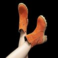 thumbnail image 5 of Nrmvnmi Women's Middle Heels Ankle Boots Closed Toe Vintage Chunky Mid-Heel Trendy Faux Suede Round Toe Ankle Boots Orange Mothers Day Gifts, 5 of 8