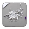 thumbnail image 2 of Flower Bride Wedding Hair Comb Silver Pearl Bridal Hair Piece Crystal Hair Accessories Leaf Hair Jewelry for Women and Girls, 2 of 4