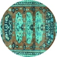 thumbnail image 1 of Ahgly Company Indoor Round Persian Turquoise Blue Traditional Area Rugs, 7' Round, 1 of 4