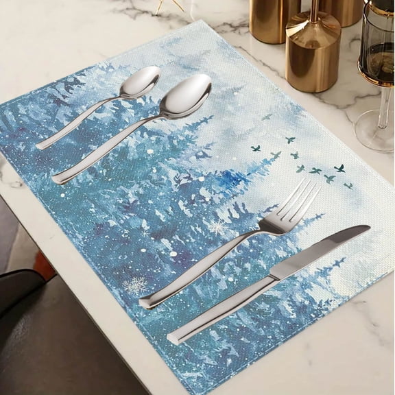 Christmas Table Mats Set of 4 Holiday Placemats Festive Dining Decor for Kitchen Table Runner Seasonal Party Dinnerware Protective Heat Resistant