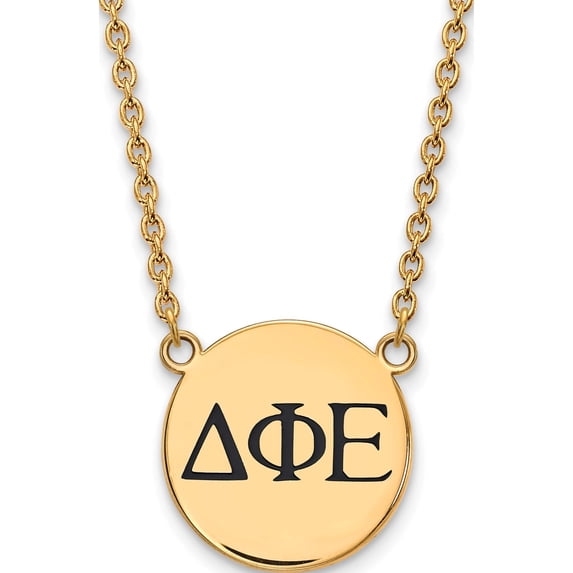 Ss/Gold Plated Sterling Silver With Gp Logoart Delta Phi Epsilon Large Enl Pend Necklace (18 X 19) Made In United States gp017dph-18