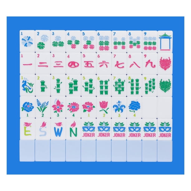 Juego de fichas Mahjong Jongyance American con bolsa y accesorios