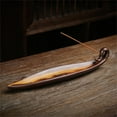 thumbnail image 2 of AMERTEER Incense Censer Holder Antique Style Exquisite Workmanship Boat Shape Creative Ceramic Backflow Aroma Diffuser for Yoga Room, 2 of 10