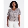 thumbnail image 2 of Time and Tru Women's and Women's Plus V Neck Shirred Peplum Top, Sizes XS-XXXL, 2 of 6