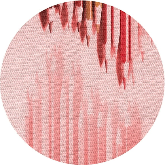 Ahgly Company Machine Washable Indoor Round Transitional Pink Area Rugs, 6' Round