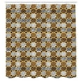 thumbnail image 2 of Ambesonne Modern Shower Curtain, Striped Circles and Dots, 69"Wx75"L, Dark Mustard White, 2 of 4