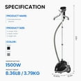 thumbnail image 6 of edx Standing Garment Steamer with 1.8L Water Tank, Black, 6 of 9