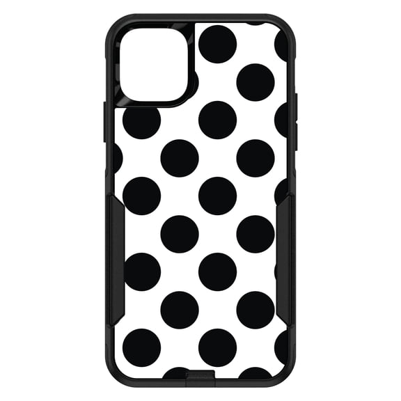 DistinctInk Custom SKIN / DECAL compatible with OtterBox Commuter for iPhone 11 Pro MAX (6.5" Screen) - Black & White Polka Dots