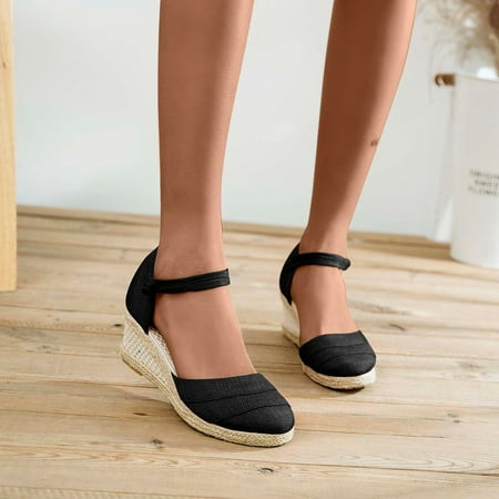 

Gnobogi Wedge Sandals for Women Dresses For Women 2023 Summer Ladies Shoes Platform Wedge Heel Closed Toe Sandals Casual Women s Sandals Black
