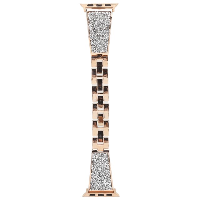 Correa de reloj Correa de pulsera de metal de acero inoxidable con incrustaciones de diamantes de imitación compatible con IOS Watch 42/44 mm