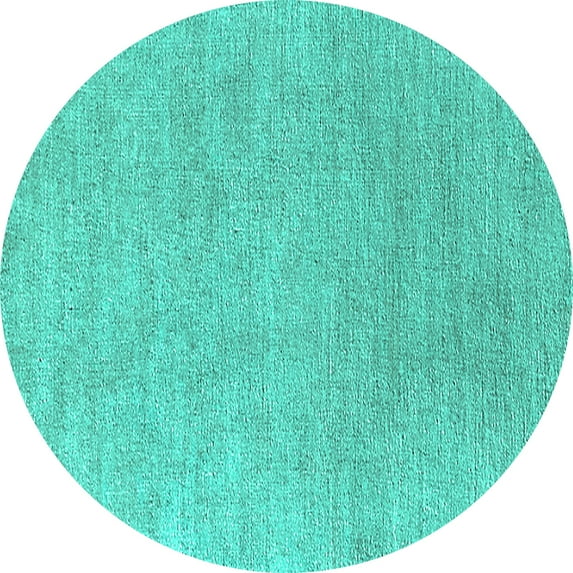 Ahgly Company Indoor Round Oriental Turquoise Blue Industrial Area Rugs, 3' Round