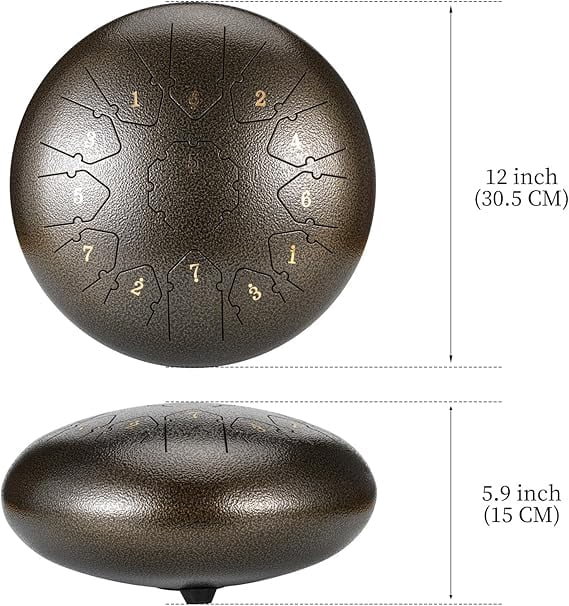 12 Inch 13 Note Steel Tongue Drum C Key Hanplate Percussion Instrument Arrow Shape Hand Pan Drum With Drum Mallets Carry Bag And Music Book,Used For Music Education Concert Spiritual