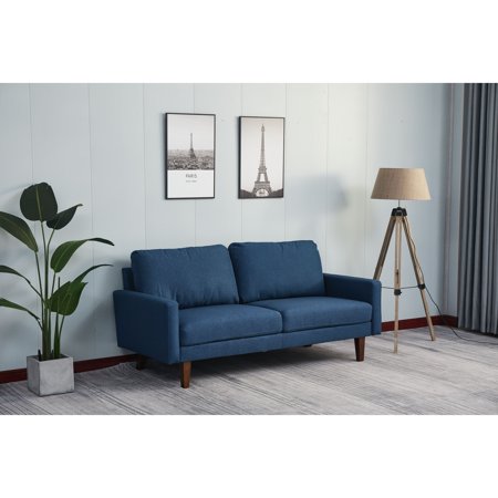 Adelaide 70'' Linen Square Arm Sofa Dark Blue