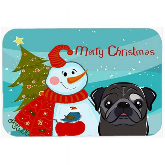 Carolines Treasures BB1883MP Snowman With Black Pug Mouse Pad- Hot Pad & Trivet